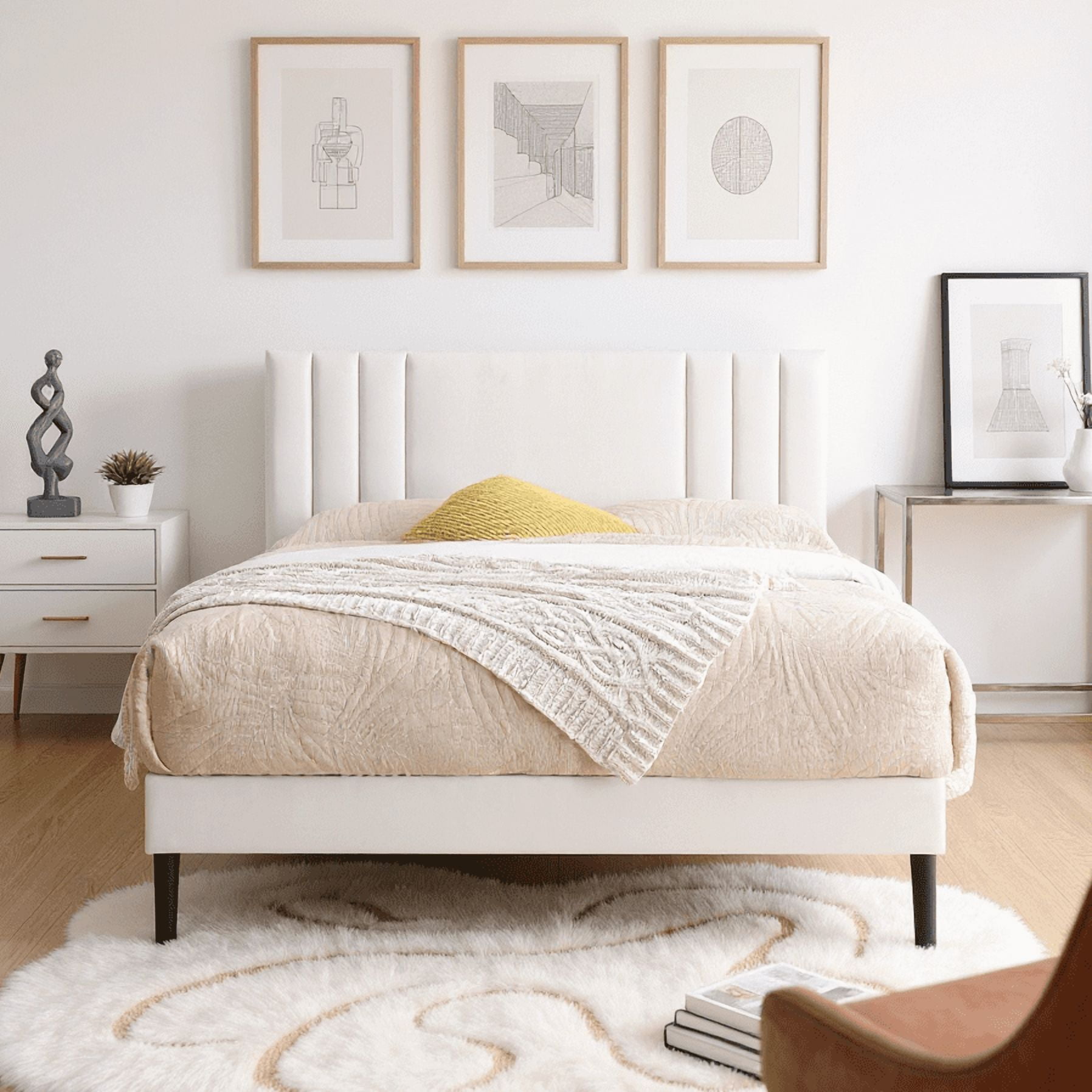 BRGMAUS King Size Platform Bed Frame with Upholstered Headboard, High-Quality Faux Leather Bed Frame with 12 Wood Slats & Center Support Leg, Adjustable Headboard, Waterproof Easy Clean