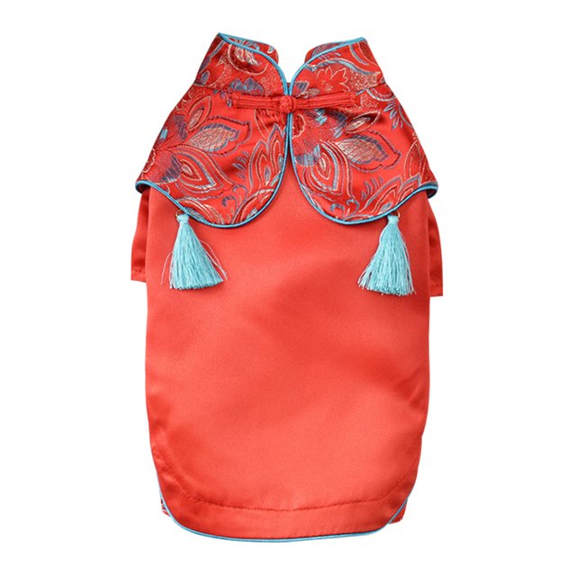 Ropa de mascotas Vestido transpirable Faldas China Tradicional Mascotas Ropa Cheongsam Disfraces de moda Suministros de moda Red XS Eigraketly PT000677-01