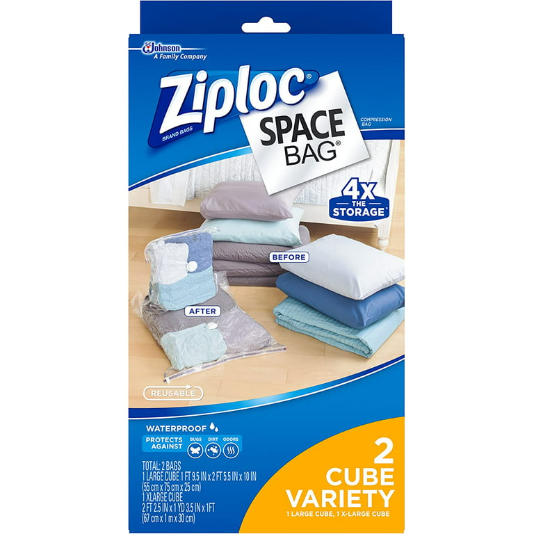 Ziploc Space Bag Clothes Vacuum Sealer Storage Bags L/XL, 2 Bags Total  (Each) 