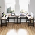 thumbnail image 4 of Costway Reversible L-Shaped Computer Desk with Charging Station Adjustable Shelf CPU Stand, 4 of 10