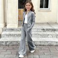 thumbnail image 2 of Rhythmode Girls 2 Piece Workout Set Long Sleeve Zip Up Stand Collar Jacket Flare Yoga Pants Kids Casual Athletic Outfit, 2 of 8