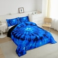 thumbnail image 3 of Manfei Trippy Watercolor 3-Piece Full Size Comforter Sets,Black Blue Bedding Comforter Set,Tie Dye Lightweight Bedding Sets,Breathable Abstract Home Decor,Reversible, 3 of 8
