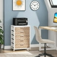 thumbnail image 3 of Tribesigns 5-Drawer Industrial Storage Organizer Wood Chest Dresser with Wheels, Beige & White, 3 of 8