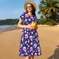 thumbnail image 4 of Easygdp crystal Skull flower cool para Vestido Transpirable de Mujer, Vestido Suelto de Manga Corta con Pliegues y Bolsillos para el Verano, 4 of 6