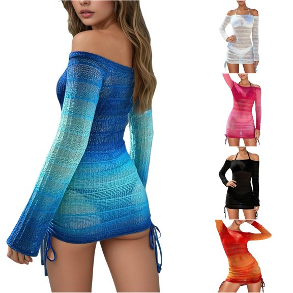 ZHOGXU Womens Swimsuits Three Piece Solid Color Halter Neck Bkinini Sets And Mesh Cover Upscomfortable Stylish Swimwear For Beach Pool,Blue,S