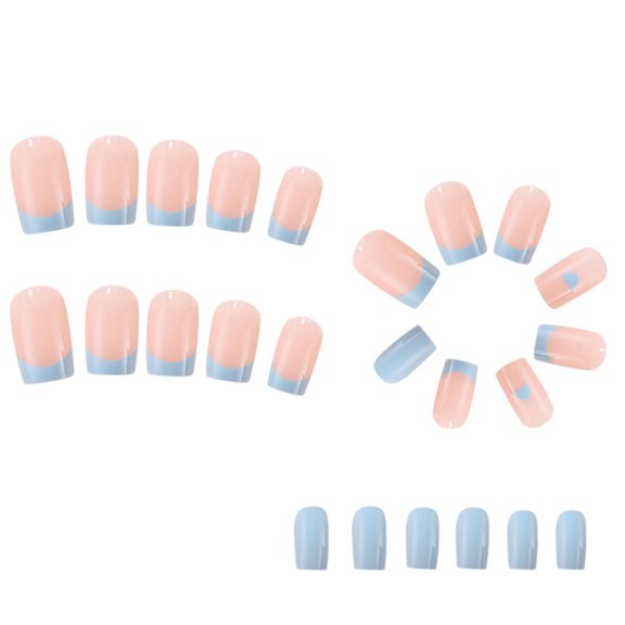 Mixed Color Heart False Nails Easy to Apply Stylish Pattern for Women Nail Decoration Glue Models