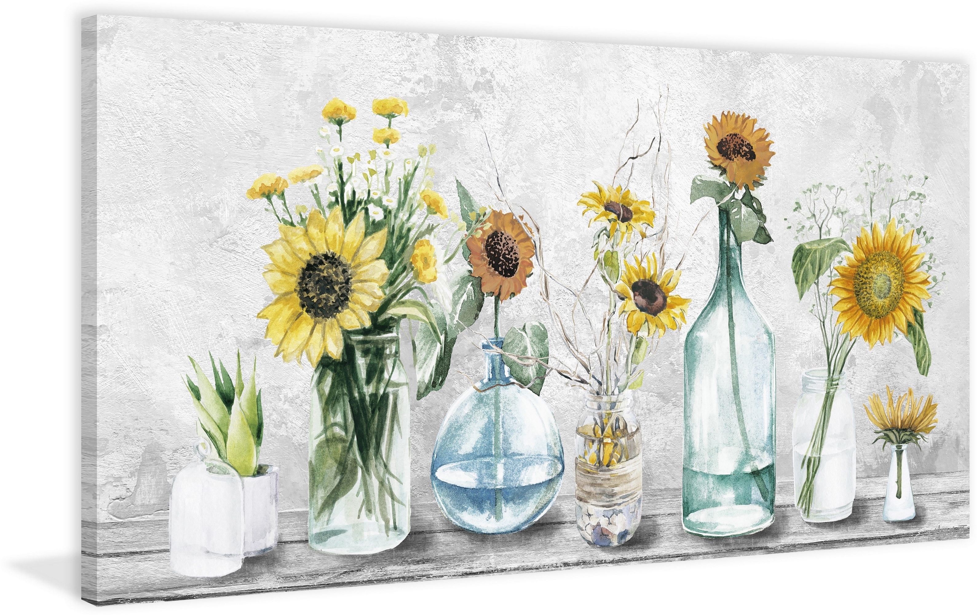 Marmont Hill Adorable Sunflowers Canvas Wall Art, 12" x 24"