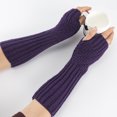 thumbnail image 5 of Puños de piel sintética para muñecas: calentadores de brazos sin dedos para mujer, guantes elásticos de invierno, guantes acrílicos, guantes largos, 5 of 5