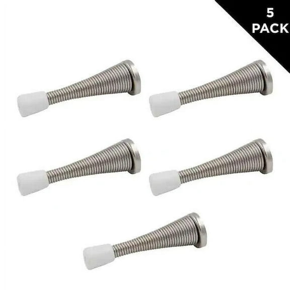 Everbilt 3 inch Satin Nickel Spring Door Stop Door Bumper with Screws (5-Pack)