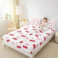 thumbnail image 4 of jejeloiu Ribbon Bow Tie Cartoon Cherry Red Pink White Twin Sheet Set,Ultra Soft Princess Bedding,3pcs, 4 of 7