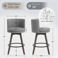 thumbnail image 2 of Dayalane Modern Bar Stools Set of 4, 26" Swivel Counter Height Bar Stools with Barrel Back, Linen Upholstered Barstools with Wood Legs for Kitchen Island, Dining Room, Home Bar，Grey, 2 of 16