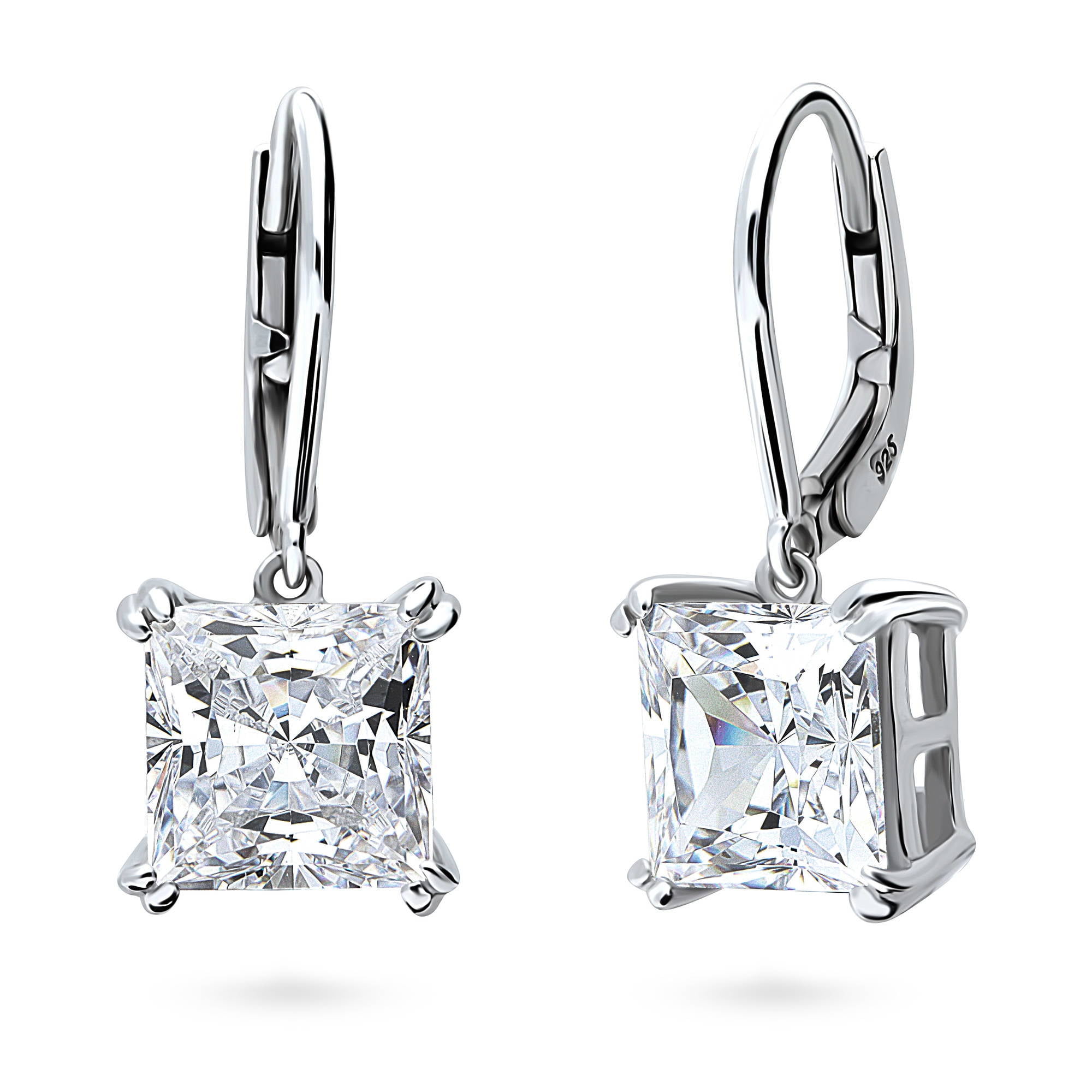 BERRICLE Sterling Silver CZ Solitaire Leverback Anniversary Fashion Earrings 