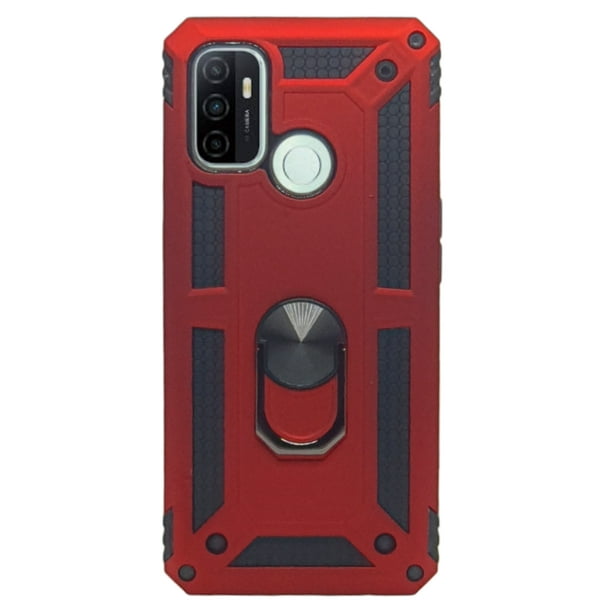 Funda Uso Rudo Cely Vesmir con Anillo Magnético Para Oppo A53 Rojo Más 2 Micas de Cristal