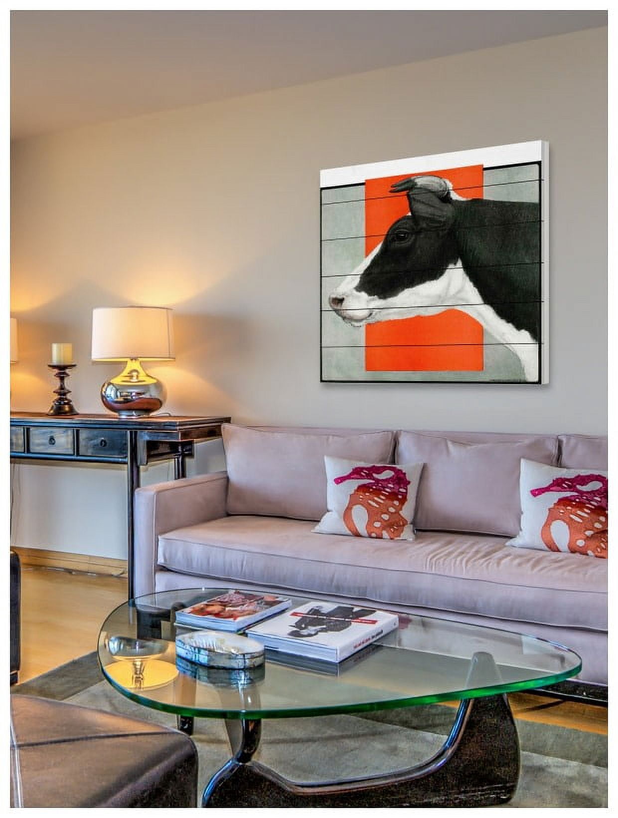Marmont Hill "Journal Cow BW" Painting Print on White Wood