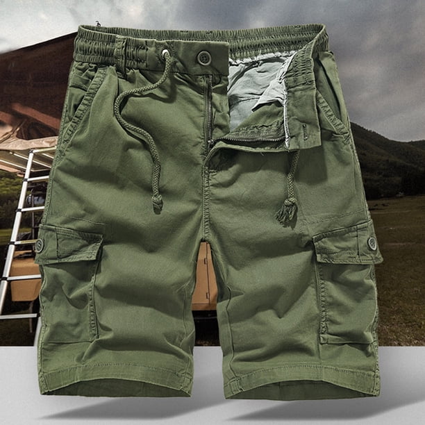 pstuiky Abreviatura para hombres, Pantalones cortos casuales de verano para hombre, de color liso, con múltiples bolsillos, cargo Pantalones cortos deportivos para hombre