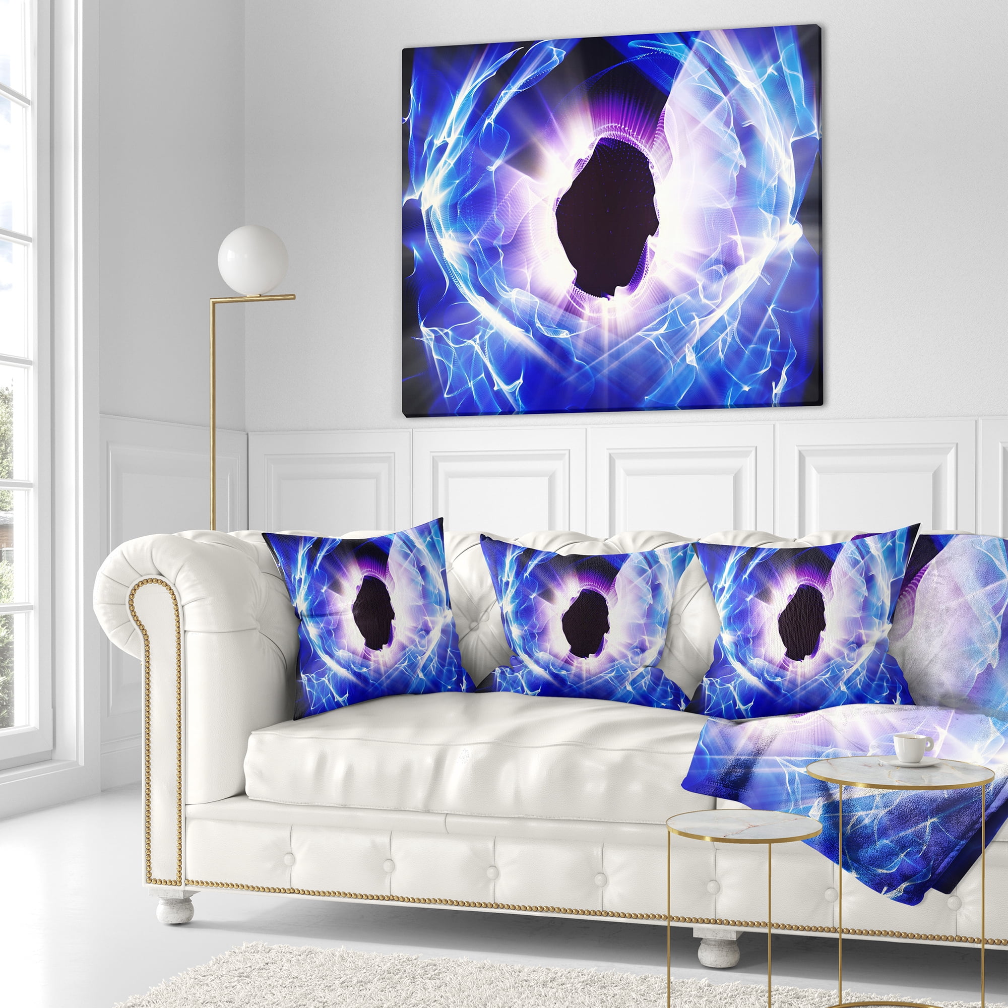 Designart Fractal Blue Light Shine - Abstract Throw Pillow - 18x18