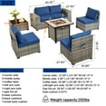 thumbnail image 4 of Vcatnet 7 Pieces Patio Furniture Outdoor Wicker Conversation Set with Fire Pit Table and Coffee Table,Navy Blue, 4 of 8
