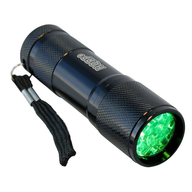 Hqrp Green Light 9 Led Portable / Pocket Flashlight Black Aluminum Body For Night Walking / Hunting / Fishing / Scorpions Searching / Night Activity