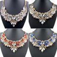 thumbnail image 3 of AYYUFE Colorful Rhinestone Flower Pendent Chain Choker Statement Collar Bib Necklace, 3 of 7