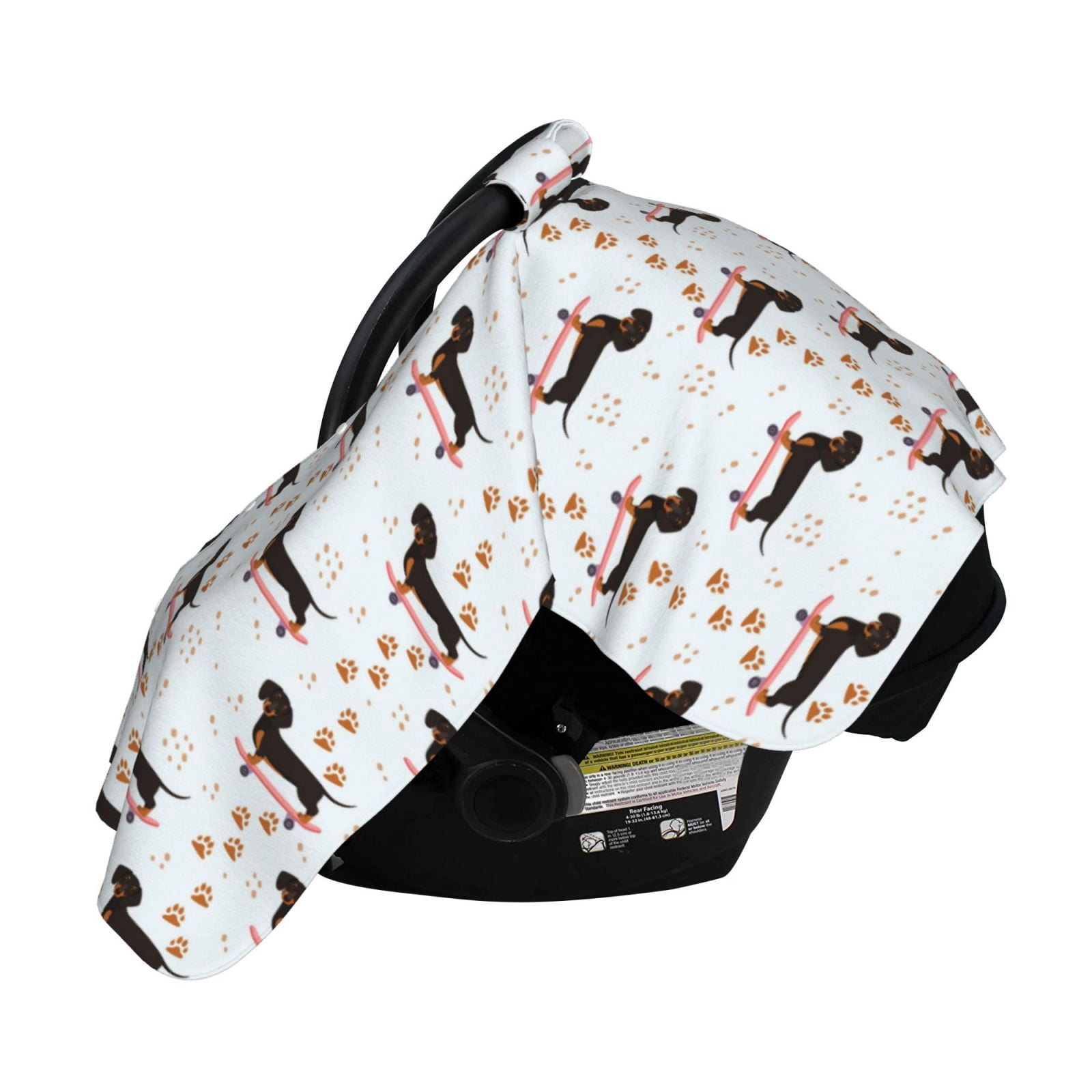 Naloa Dachshund On A Skateboard Baby Car Seat Cover, Breathable Baby Carrier Cover, Multiuse Baby Carrier Cover & Nursing Breastfeeding Cover