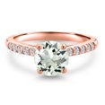 thumbnail image 3 of Gem Stone King 10K Rose Gold Green Prasiolite and Lab Grown Diamond Engagement Ring for Women | 1.30 Cttw | Round 7MM | Gemstone Birthstone | Size 7, 3 of 6