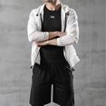 thumbnail image 4 of Conjunto de camiseta y pantalones cortos deportivos activos Hukapapa para hombre para entrenamientos de baloncesto, fútbol, entrenamiento y carrera (gris oscuro), L, 4 of 5