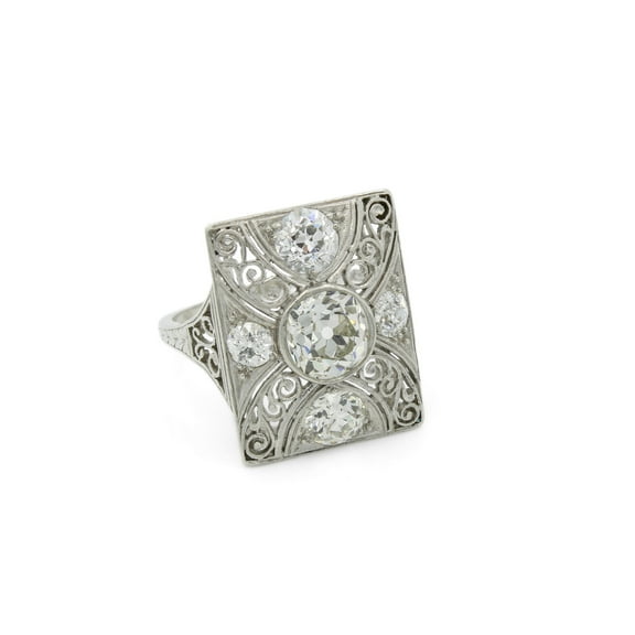 Edwardian Filigree Women's Engagement Ring, Art Deco Bezel Set Anniversary Ring, 2 Ct Round Cut Simulated Diamond, 14K White Gold Plated, Promise Proposal Ring For Her Bithday Gift