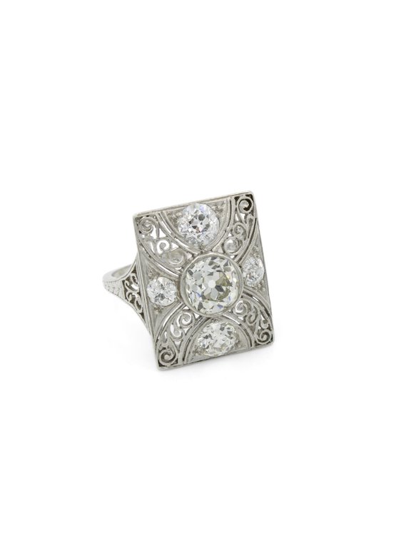 Edwardian Filigree Women's Engagement Ring, Art Deco Bezel Set Anniversary Ring, 2 Ct Round Cut Simulated Diamond, 14K White Gold Plated, Promise Proposal Ring For Her Bithday Gift