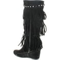 thumbnail image 3 of Nature Breeze Womens Bridget-02Hi Suede Fringe Studded Moccasin Knee High Wedge Boot, 3 of 4