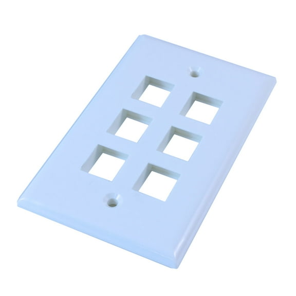 Wall plate: Keystone, 6 Hole - White
