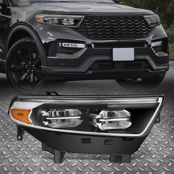 Nuvision for 20-24 ford Explorer Right Passenger Black Housing Amber Corner Headlight