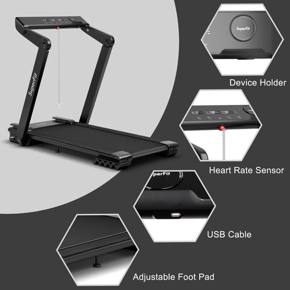 Spaco 4.0HP Foldable Electric Treadmill Jogging Machine with Speaker LED-Black, Home Fitness Equipment for Walking & Running , Cardio Exercise Machine, Preset and Adjustable Programs