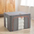 thumbnail image 4 of Caja de almacenamiento de algodón y lino Caja de almacenamiento y orden de ropa con marco de acero grueso Caja grande de tela sin olor Caja plegable para guardarropa, 4 of 5