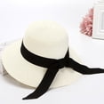 thumbnail image 5 of QHFBli Sun Straw Hat for Women with Wind Lanyard Wide Brim Foldable Beach Summer Hats Womens UV 50+ Protection Bowknot Cap, 5 of 7