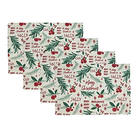 

Fennco Styles Holly Christmas Cotton Placemats 14 W x 20 L Set of 4 – Multicolor Woven Festive Table Mats for Winter Festivals Holidays Décor Banquets Family Gatherings and Special Events