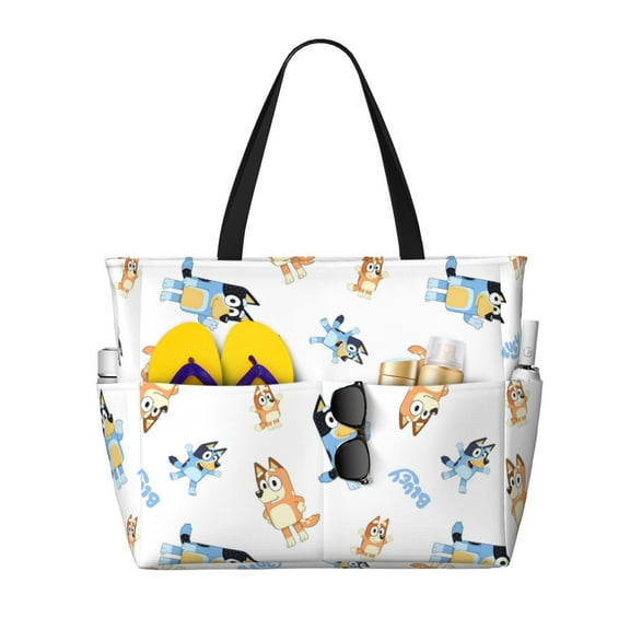 Silaia Bluey Print Large Capacity Beach Travel Bag,Waterproof Sandproof Beach Tote,Large Tote Travel Bag,Swim Pool Bag For Beach, Travel, Gym