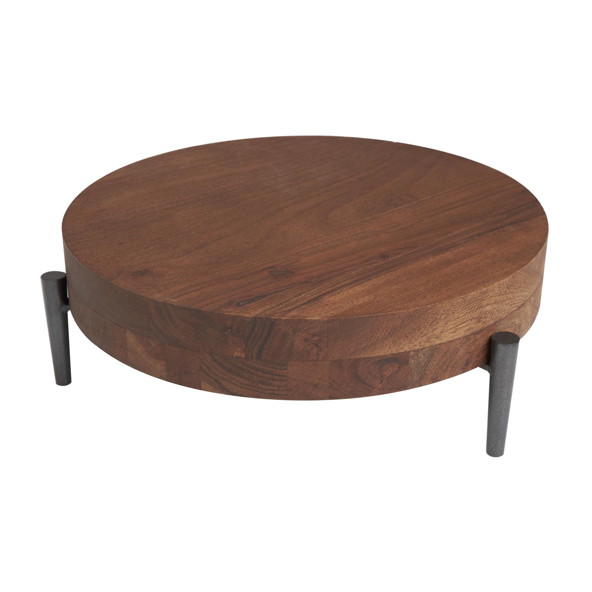 DecMode 12  x 12  Brown Wood Tray with Black Metal Legs  1-Piece
