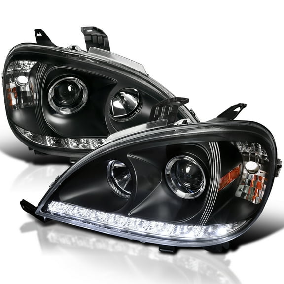 Spec-D Tuning SMD LED Black Projector Headlights Compatible with 1998-2001 Mercedes-Benz W163 ML320 ML430 ML55 ML-Class, Left   Right Pair Headlamps Assembly