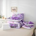 thumbnail image 4 of Erosebridal Purple Flower Bedding Sets Queen Size, Butterfly Print Comforter Sets with Sheets, Botanical Floral Bedroom Decor, Reversible 7 Pieces, 4 of 4