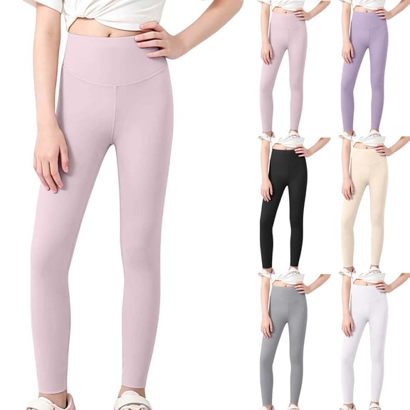 Bixock Fall Leggings for Girls High Waist Yoga Pants Soild Color Slim Casual Pant Soft Comfortable Workout Running Daily Wear Girls Clothings Size 7-8Years