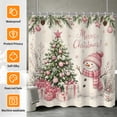 thumbnail image 2 of Tchckioa Merry Christmas Pink Shower Curtain,72x72 Inch Privacy Protection Hooks Bath Curtain for Bathtub, 2 of 6