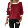 thumbnail image 2 of Ashirexll Womens Long Sleeve T Shirts Winter Tops for Round Neck Comfortable Solid Color Regular Fitting Casual Pullover, 2 of 3