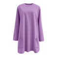 thumbnail image 4 of Long Sweatshirts for Women, Comdrip Sweatshirts for Women Comfort Hoodie for Anxiety Long Sleeve Winter Shirts Round Neck Casual Warm Cute Long Tops Sweatshirt Women Purple 3XL, 4 of 5