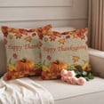 thumbnail image 2 of Thanksgiving Maple Outdoor Waterproof Pillow Covers, Fall Pumpkin Leaves Farmhouse Retro Brown Decorative Square Throw Pillowcase Sofa Cushion Sham for Patio/Couch/Chair, 16"x16" 2 Pack, 2 of 8