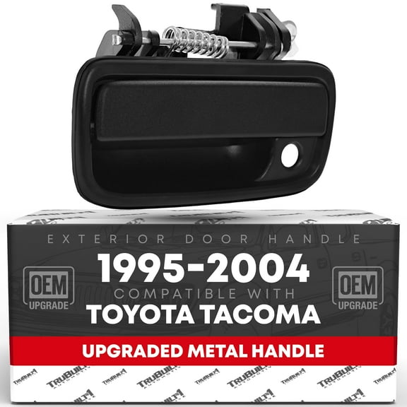 Exterior Front Driver Door Handle Replacement, Upgraded Metal - Compatible with 1995-2004 Toyota Tacoma - Textured Black - OEM 69220-35020, 79344, 91319, TO1310117