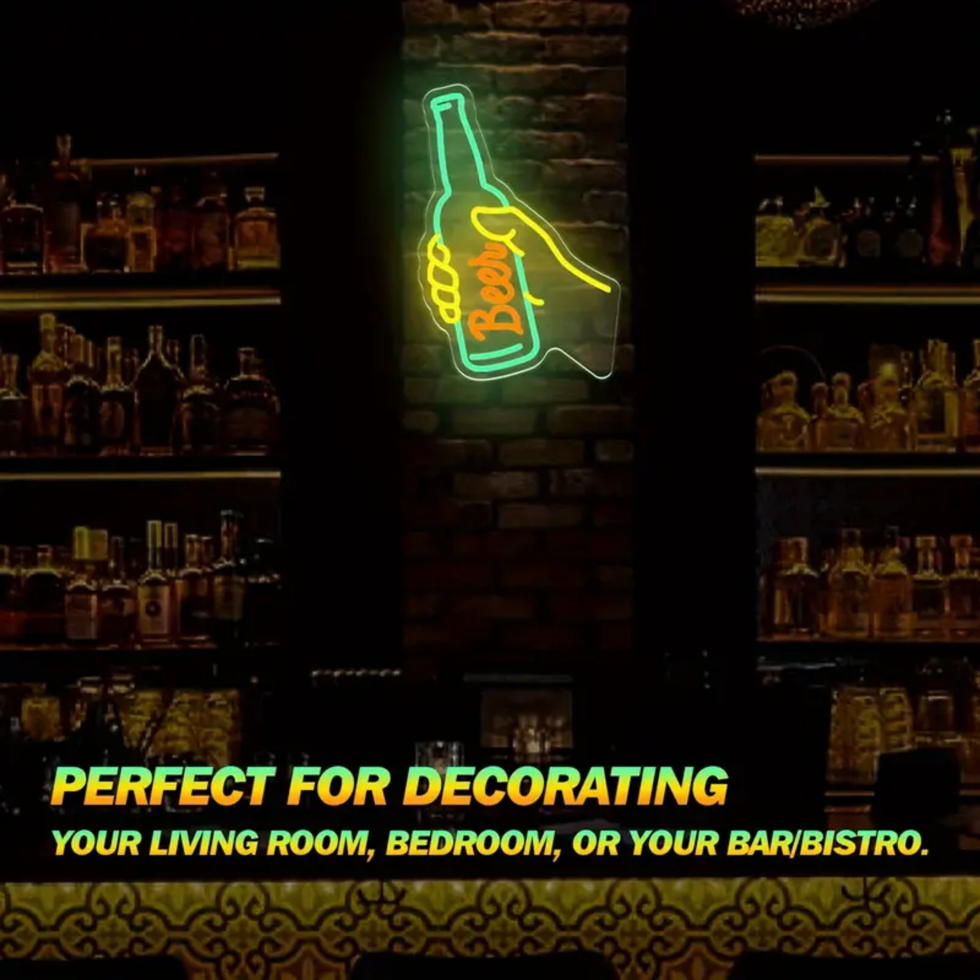 UPONRAY Beer Neon Signs, 10.7"*15.7" Dimmable & USB-Powered LED Neon Light, Stylish Wall Decor for Bar, Party, Restaurant, Living Room, Man Cave