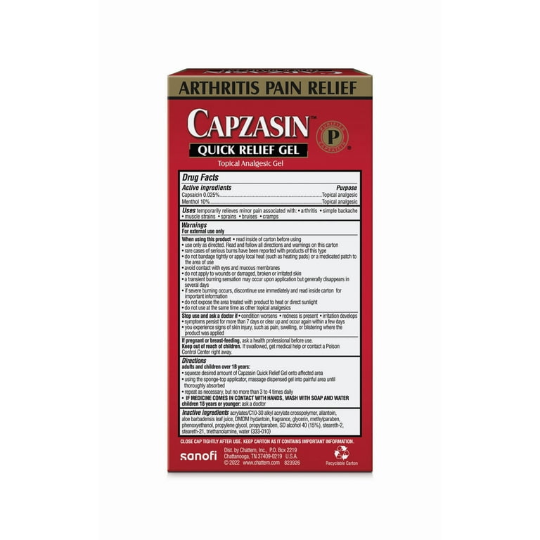 QUICK RELIEF リップクリーム Capzasin Arthritis Pain Relieving Quick Relief Gel with Menthol