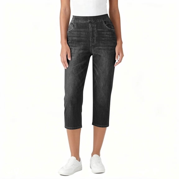 CHUMUD Skinny Jeans for Women Trendy Slim Leg Denim Pants Stretchy Pull on Capri Pants