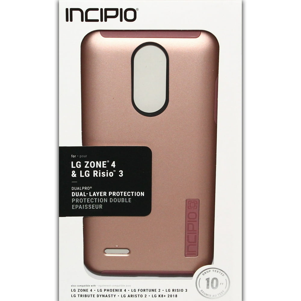 Incipio DualPro DualLayer Protection Phone Case for LG Zone 4 and Risio 3, Pink