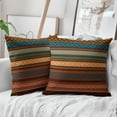 thumbnail image 5 of Brown Blue Teal Pillow Covers 18x18 Inch Set of 2 Bohemian Multicolor Stripes Decorative Throw Pillows Retro Southwest Geometric Boho Mexican Pillow Cases Home Decor for Sofa Couch Outdoor, 5 of 6
